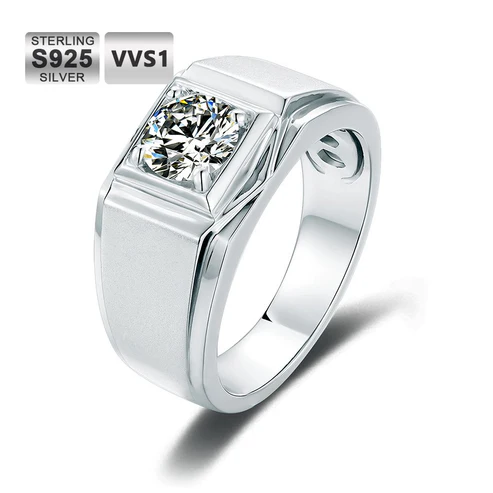 Promise® Men’s 1ct VVS1 Moissanite Diamond 925 Silver Ring