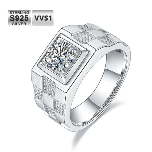 Promise® Men’s 1ct VVS1 Moissanite Diamond 925 Silver Ring
