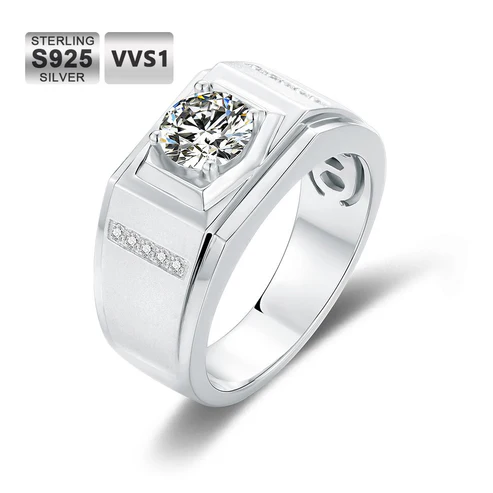 Promise® Men’s 1ct VVS1 Moissanite Diamond 925 Silver Ring