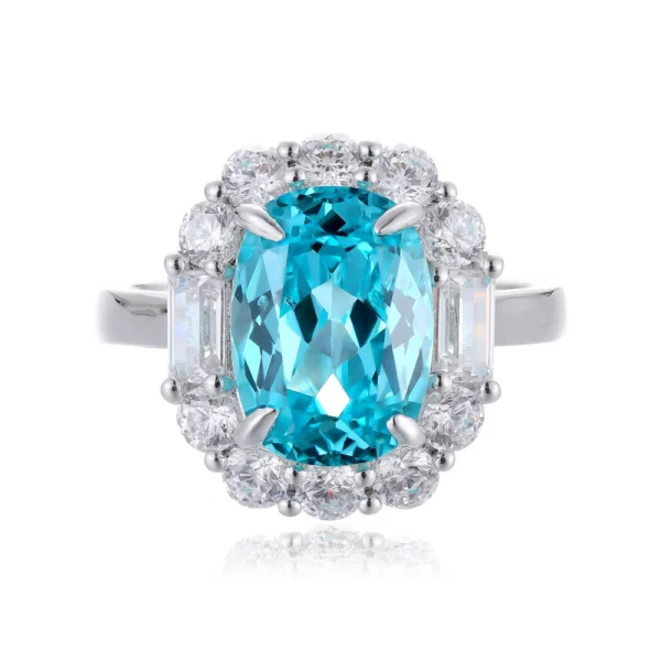 Promise® 5.93ct Gemstone Neon Blue Paraiba Halo Ring S925