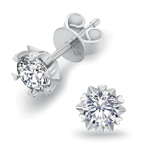 Promise® Classic Snowflake VVS1 Moissanite Diamond Stud Earrings