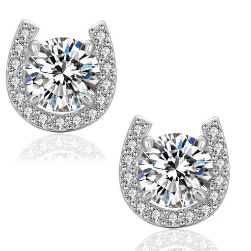 Promise® Horseshoe VVS1 Moissanite Diamond 0.5ct White Gold Stud Earrings